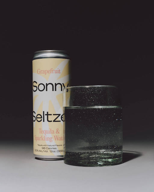 A can of Sonny Seltzer poured into a glass
